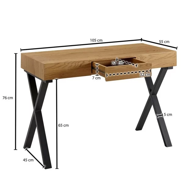 105x76x55 Schreibtisch Mit Schublade In Eiche – Tiorondo 7
