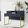 120x95x50 Cm Schreibtisch In Blau & Gold – Zilandra 22