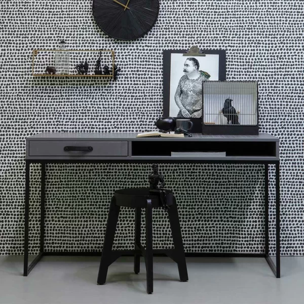 130×58 Designer Schreibtisch In Grau & Schwarz – Firgetta 1