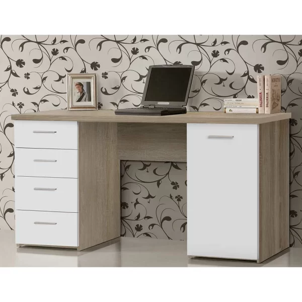 145×60 Schreibtisch In Sonoma-Eiche & Weiß – Iga 1