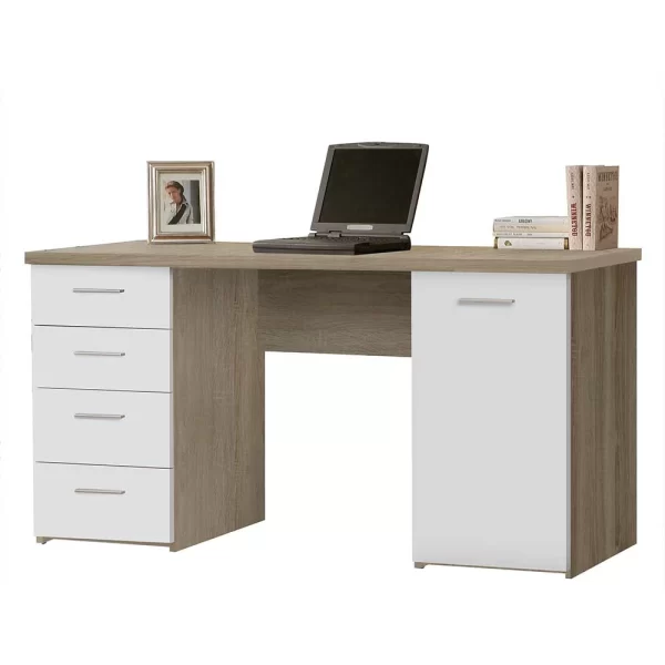 145×60 Schreibtisch In Sonoma-Eiche & Weiß – Iga 3
