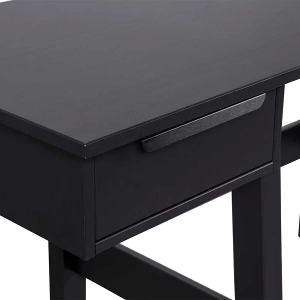 160x75x53 Schreibtisch In Schwarz Kiefer Massiv – Arnella 7