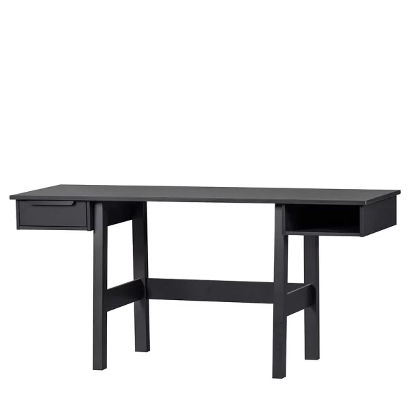 160x75x53 Schreibtisch In Schwarz Kiefer Massiv – Arnella 3