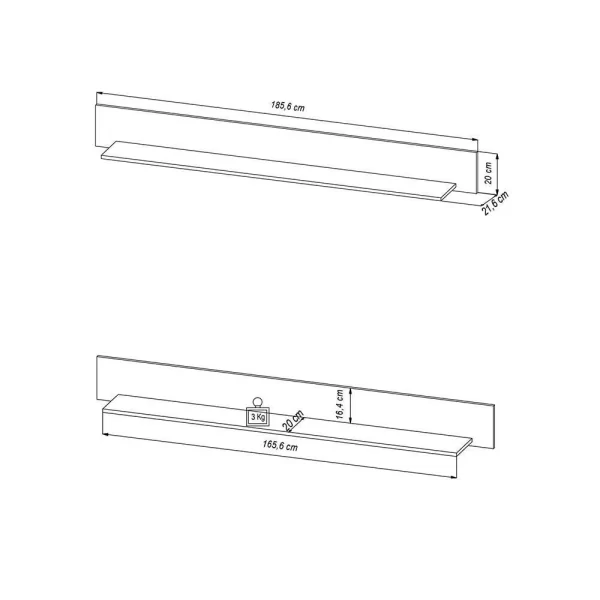 186cm Breites Hängeboard In Schwarz – Jaennos 5