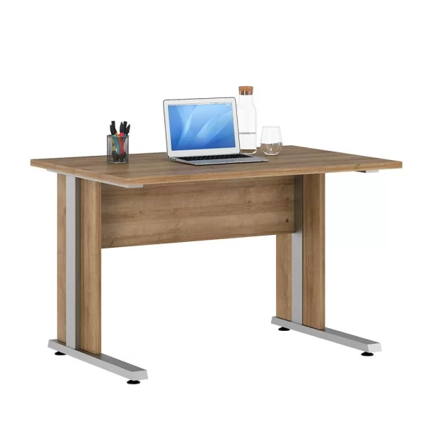 Bürotisch In Eiche Optik & Alufarben – Hatlantico 3