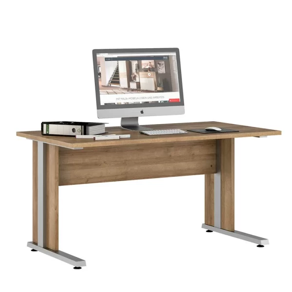 Bürotisch In Eiche Optik & Alufarben – Hatlantico 4
