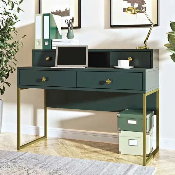 Design Schreibtisch In Dunkelgrün & Gold – Fairmont 1