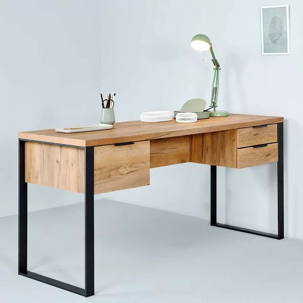 Design-Schreibtisch In Eiche Optik & Schwarz – Ilvensa 1
