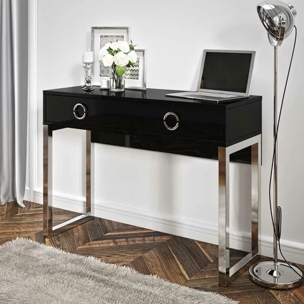 Design Schreibtisch In Schwarz Hochglanz – Mercy 1
