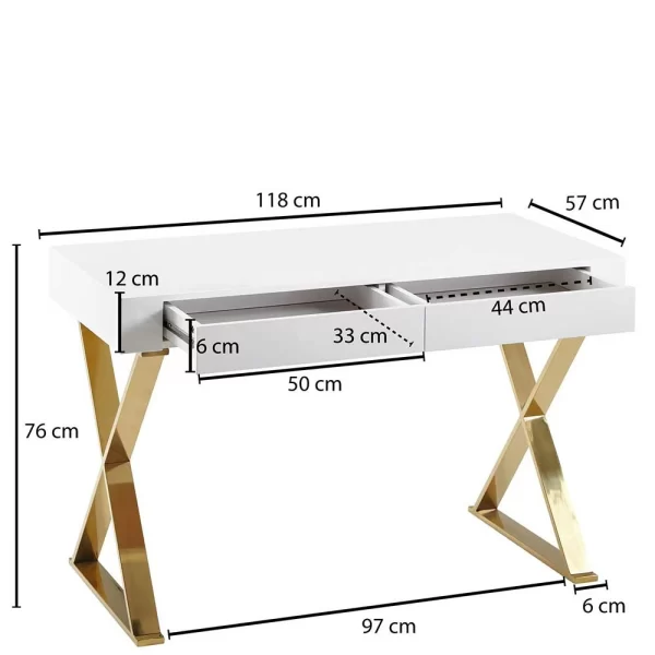 Design Schreibtisch In Weiß Hochglanz – Galiana 4