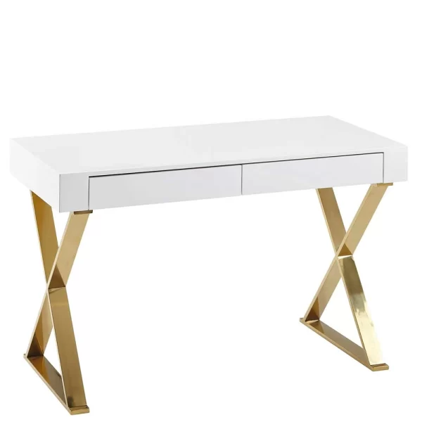 Design Schreibtisch In Weiß Hochglanz – Galiana 3
