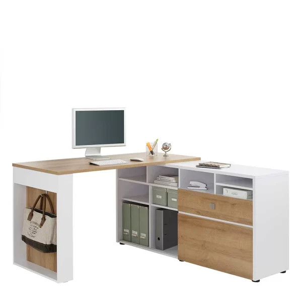 Eckchreibtisch Mit Stauraum Regal 147x77x140 – Nanella 3