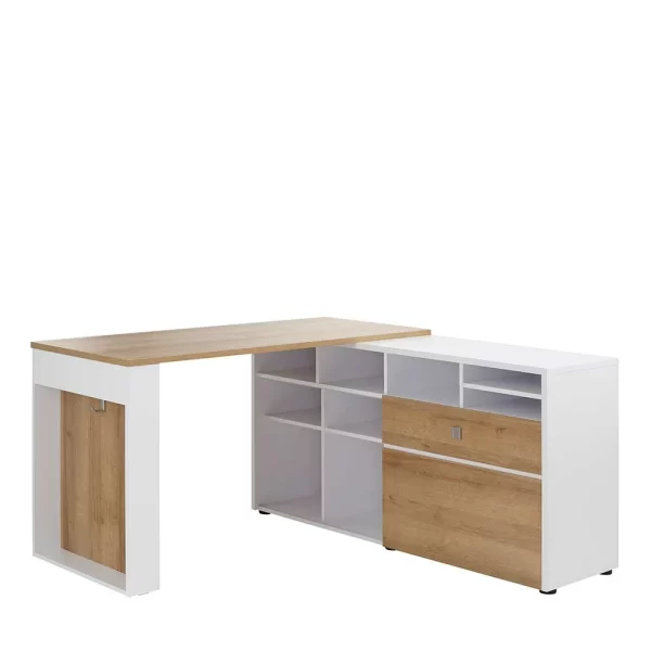 Eckchreibtisch Mit Stauraum Regal 147x77x140 – Nanella 1