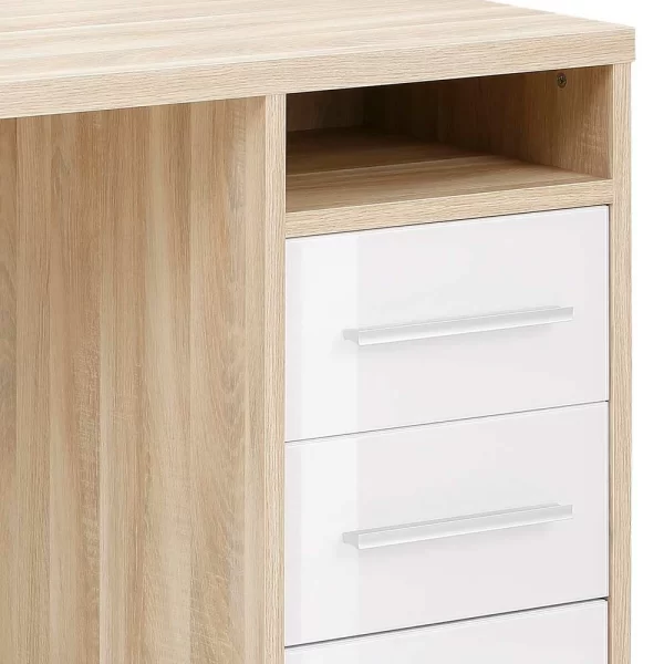 Großer PC Schreibtisch In Eiche & Weiß – Xedno 6
