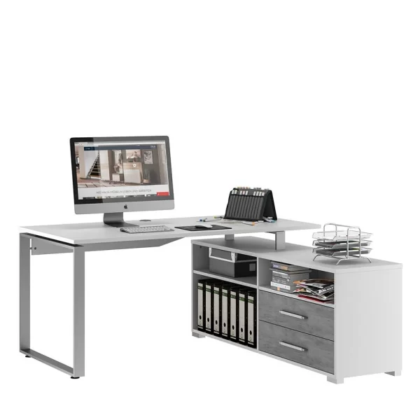 Moderner Computertisch Mit Seitenregal – Fleetwood 1