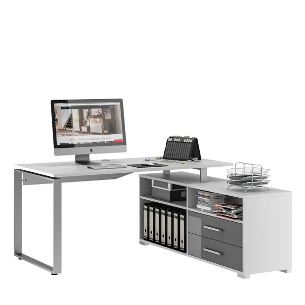 Moderner Schreibtisch Mit Seitlichem Regal – Ashger 1