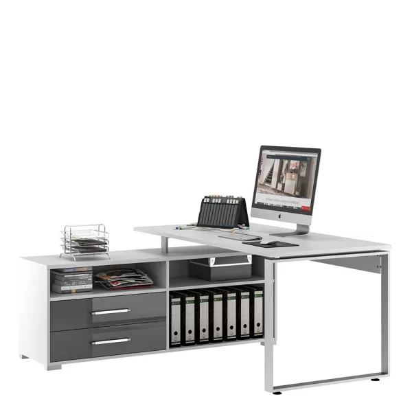Moderner Schreibtisch Mit Seitlichem Regal – Ashger 4