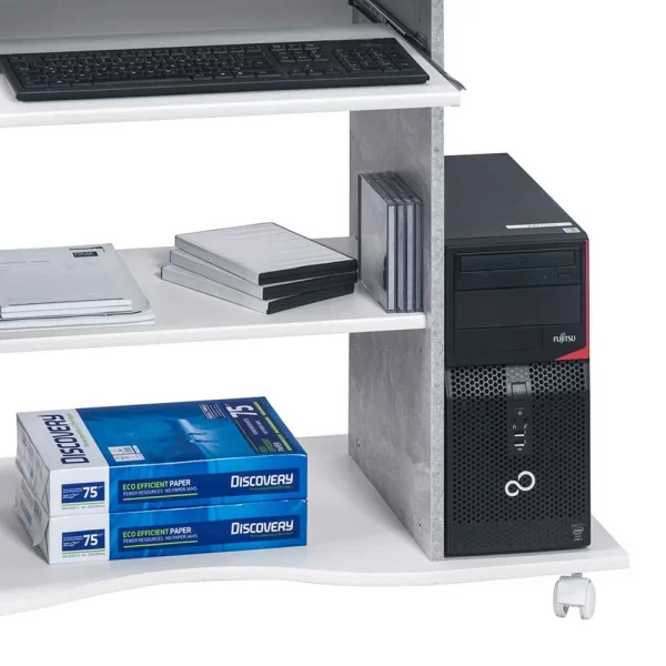 Rollbarer PC-Tisch Junction In Beton Optik 4