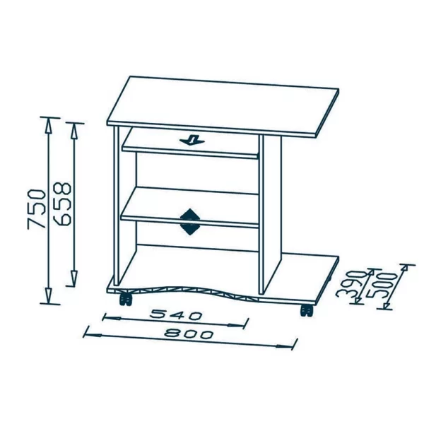 Rollbarer PC-Tisch Junction In Beton Optik 5
