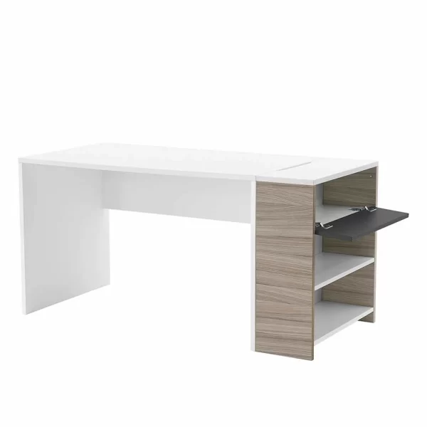 Schreibtisch Arbeitsplatz Ragimar In Weiß Holzdekor Anthrazit 6