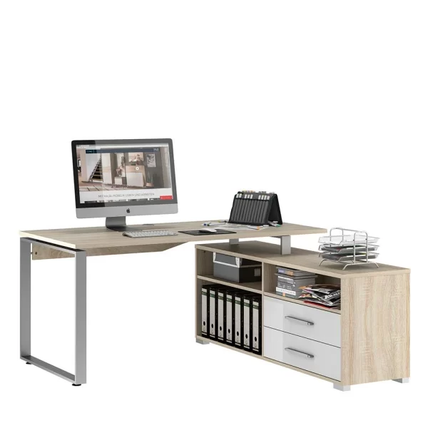 Schreibtisch Kombination Mit Stauraum Regal – Lorena 1