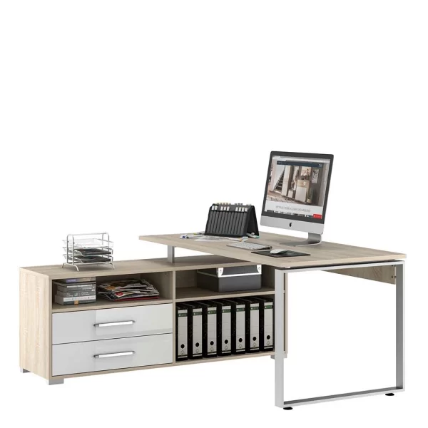 Schreibtisch Kombination Mit Stauraum Regal – Lorena 5