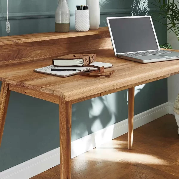 Schreibtisch Mit Aufsatz & Schublade Aus Holz – Garzone 6