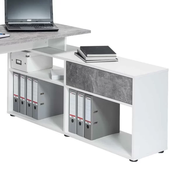 Schreibtisch Mit Regal Kapulka In Beton Dekor 4