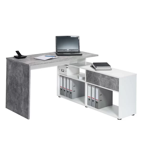 Schreibtisch Mit Regal Kapulka In Beton Dekor 3