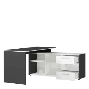 Schreibtisch Mit Seitenregal 4 Fächer & 3 Schubladen – Secrema 14
