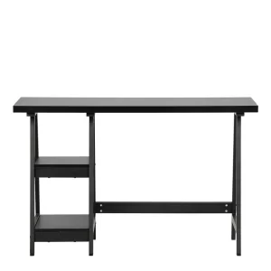 Schwarzer Schreibtisch Mit 2 Regal Ablagen – Sulliva 11