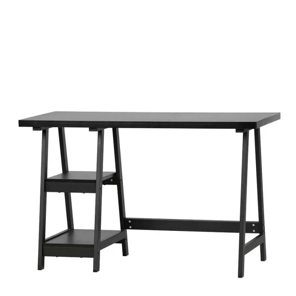 Schwarzer Schreibtisch Mit 2 Regal Ablagen – Sulliva 1