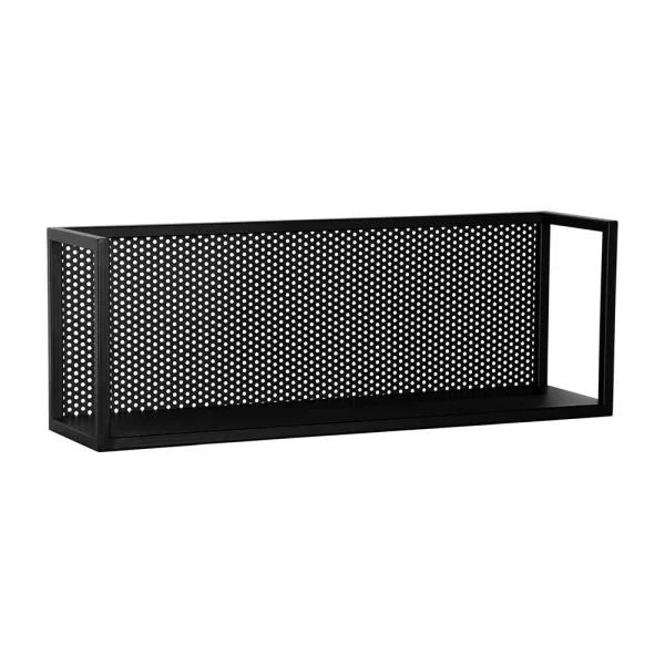 Schwarzes Metall Wandregal Mit Rückwand – Bela 1