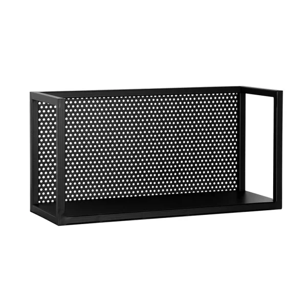 Schwarzes Metall Wandregal Mit Rückwand – Bela 4