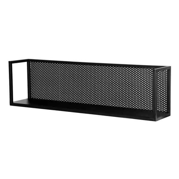 Schwarzes Metall Wandregal Mit Rückwand – Bela 3