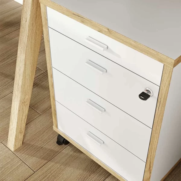 Skandi Schreibtisch Mit Rollcontainer – Pronada (zweiteilig) 7