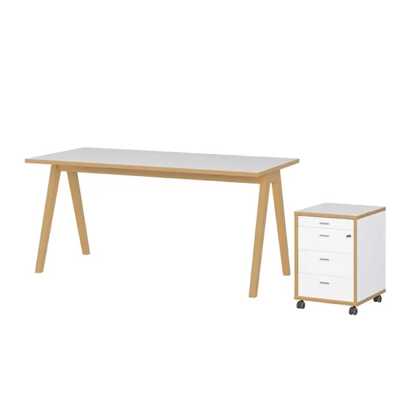 Skandi Schreibtisch Mit Rollcontainer – Pronada (zweiteilig) 1