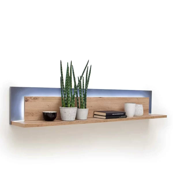 Wohnzimmer Hängeboard In Eichefarben & Grau – Vecenda 1