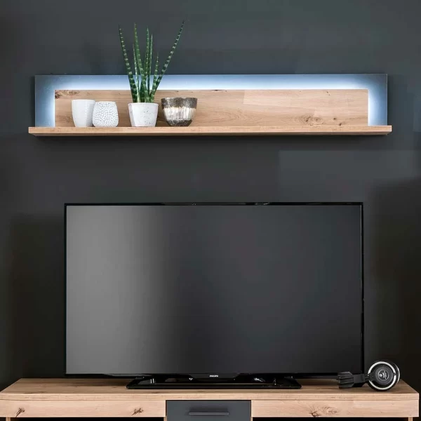 Wohnzimmer Hängeboard In Eichefarben & Grau – Vecenda 5